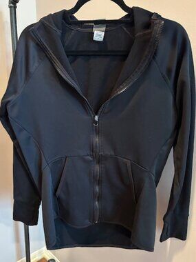 CHAMPION fleece lined running jacket. Black, size Medium